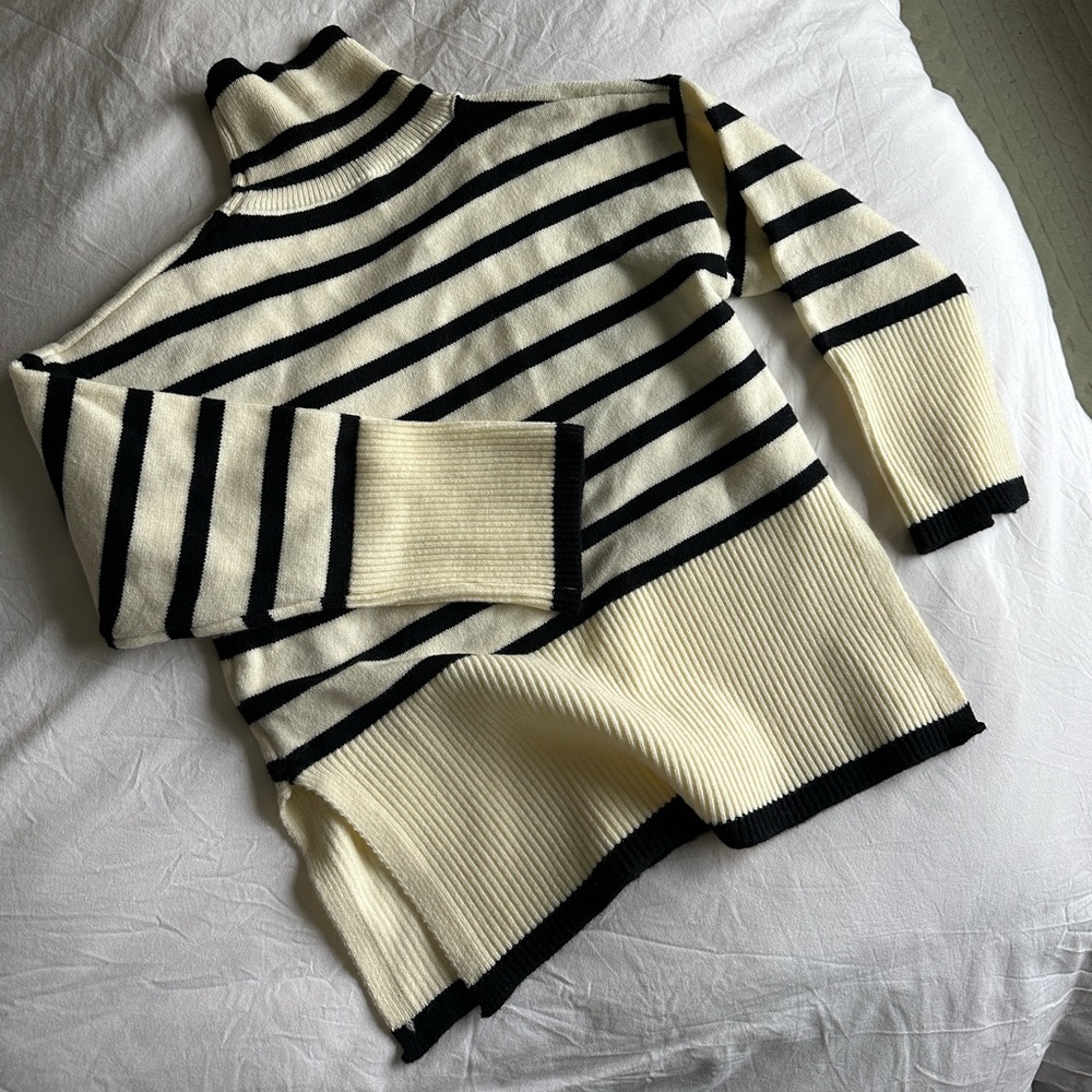 striped turtleneck sweater